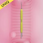 UNIQ 11 TYPE 2 Gummy Sarı Silikon Saplı Tırnak İtici (Eğik Uç ve Halka)